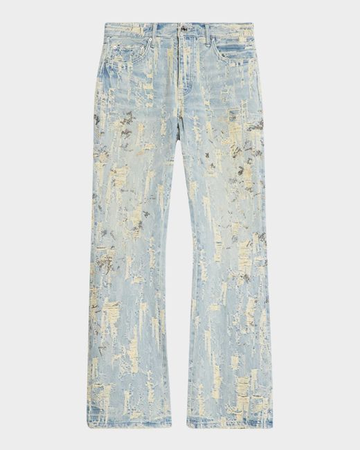 Purple   Men Aposs P018 Bead Splatter Destroyed Baggy Denim Jeans