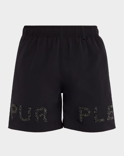 Purple Men's Black Aposs Crystal All Round Shorts