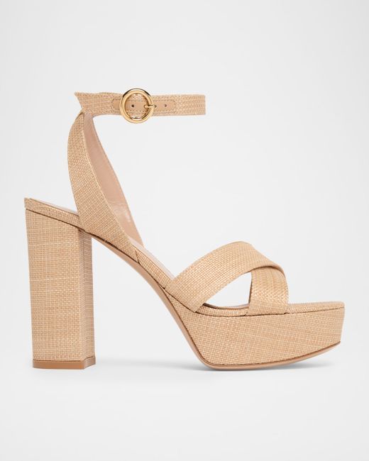 Gianvito Rossi   70mm Raffia Platform Sandals