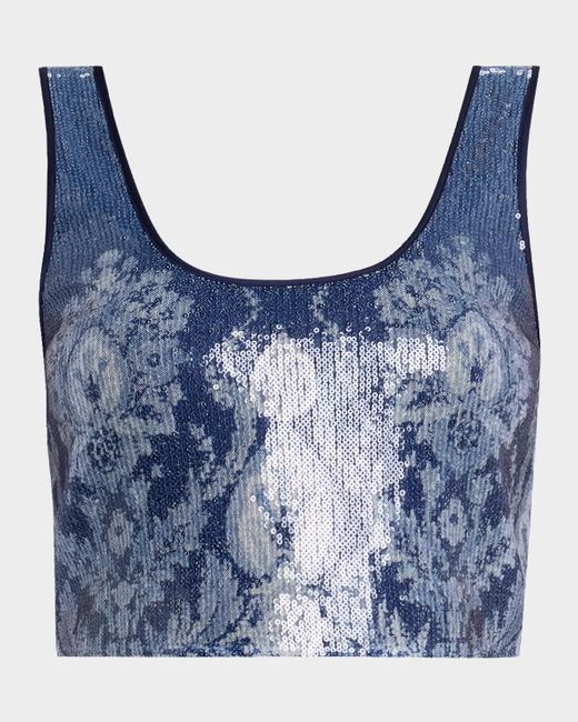Ramy Brook Cody Sequined Crop Top Da Women Di Colore Blu