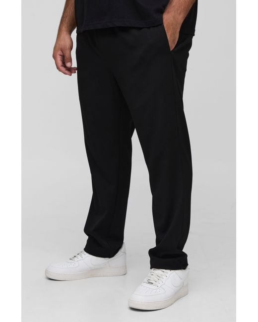 Boohooman Plus Elasticated Waist Tapered Smart Woven Jogger Da Men Di Colore Nero
