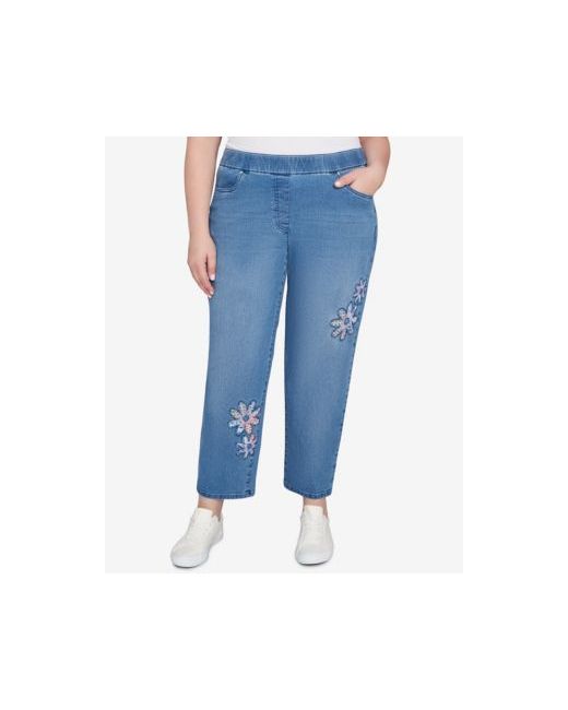 Alfred Dunner  Floral Plus Hilton Head Applique Detail Short Length Jeans