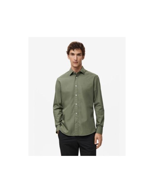Mango Regular-Fit Cotton Shirt Da Men Di Colore Khaki