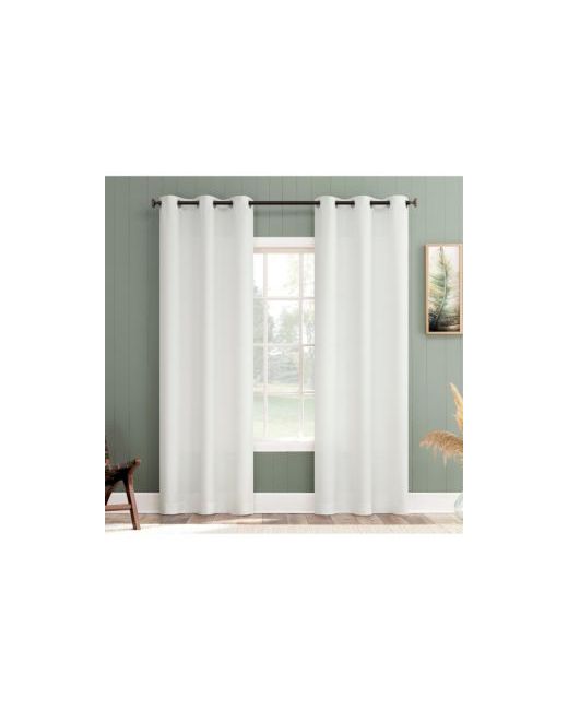 No. 918  White Lance Textured Semi-Sheer Grommet Curtain Panel