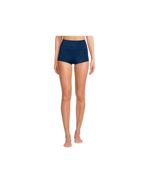 Lands' End Tugless High Waisted Swim Boy Shorts Da Women Di Colore Blu Scuro