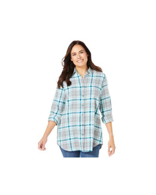 Woman Within Women's  Plus Classic Flannel Shirt