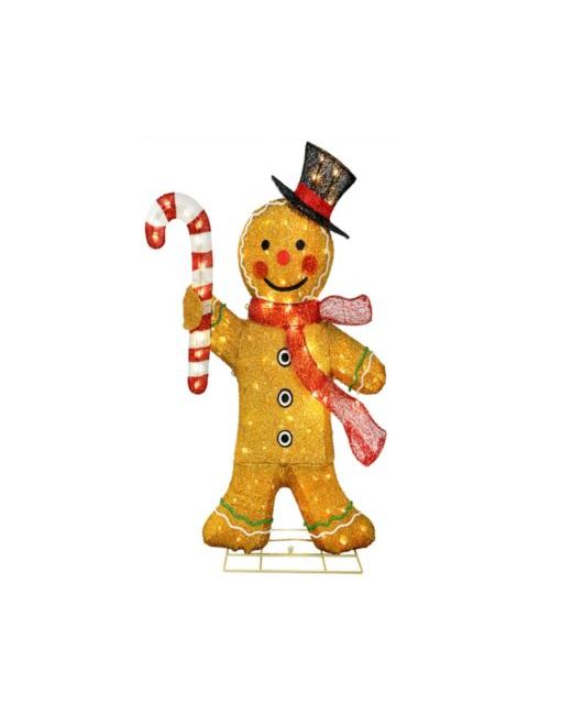 Puleo International  Golden 4 Pre-Lit Outdoor Gingerbread Man Christmas Holiday Decor