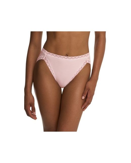Natori Bliss Lace-Trim Cotton French-Cut Brief Underwear Da Women Di Colore Rosa