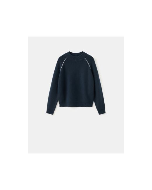 Mango Contrasting Stripes And Perkins Collar Sweater Da Donna Di Colore Blu Scuro