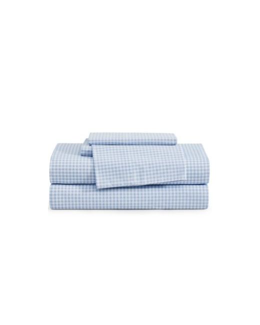 Tommy Hilfiger  Blue Printed 200-Thread Count Cotton Percale 3-Pc. Sheet Set Twin