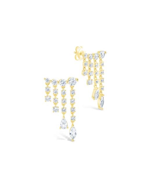 Sterling Forever Women's Golden Sterling Silver Adrian Cz Waterfall Statement Studs