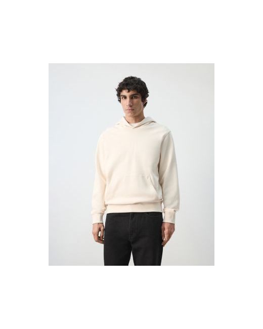 Mango Men's White Cotton Hooded Sweatshirt