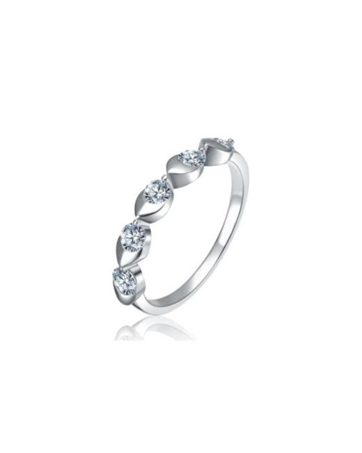 Genevive Women's White Gold Plated With Clear Cubic Zirconia Swirl Ring