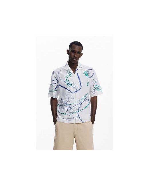 Desigual Arty Short-Sleeve Shirt Da Men Di Colore Beige