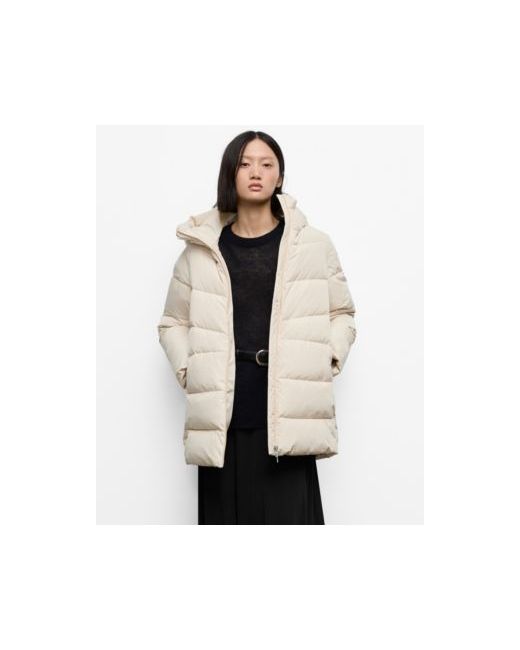 Mango Women's White Hood Quilted Coat