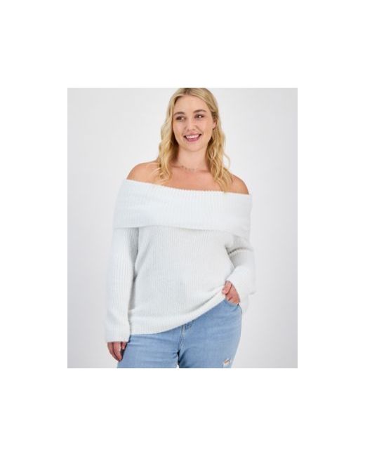 Hippie Rose Trendy Plus Off-The-Shoulder Sweater  Di Colore Rosa