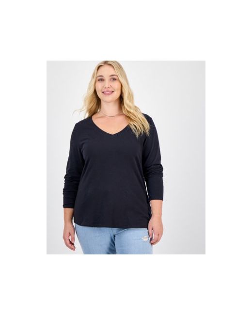 Aveto Plus V-Neck Top  Di Colore Nero