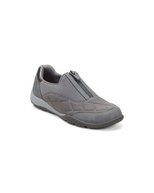 Easy Spirit Women's Gray Barron Round Toe Front Zip Casual Sneakers