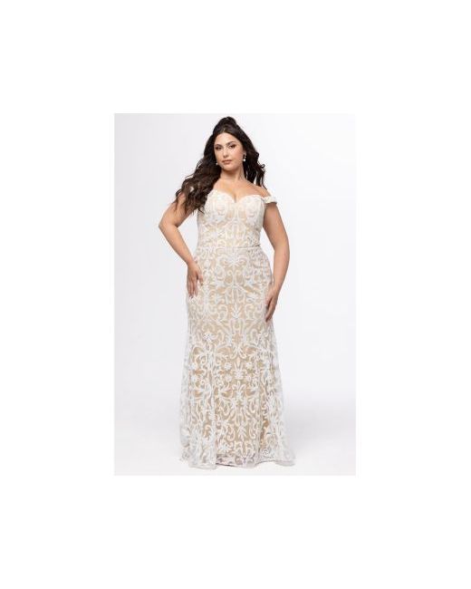 Celebrations By Sydney's Closet Women's White Sequin Mermaid Dress Nude