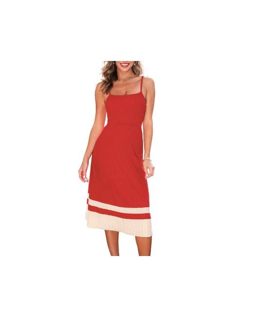 Cupshe Women's Red Strawberry Shortcake Colorblock Midi Beach Dress