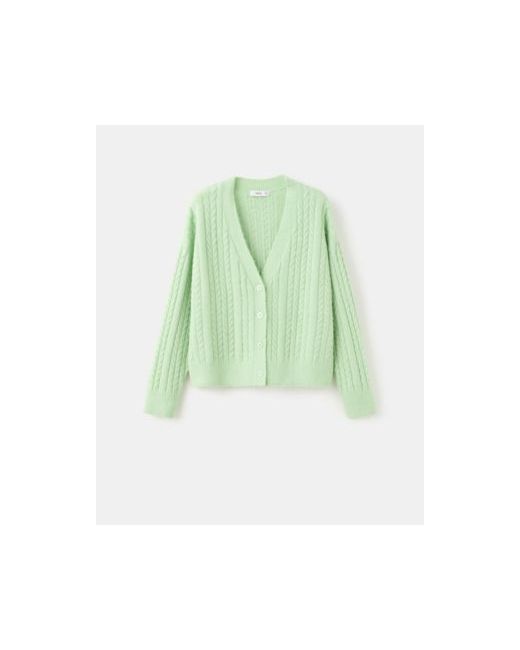 Mango Women's Green Knitted Braided Cardigan