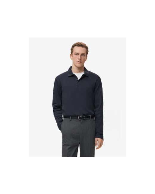 Mango Mens Regular-Fit Knitted Polo Sweater  Di Colore Blu Scuro