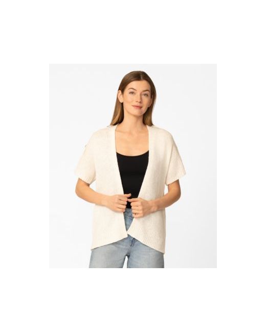 Melissa Paige Petite Button Shoulder Flyaway Cardigan Sweater  Di Colore Bianco