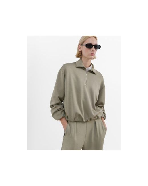Mango High Neck Balloon Sweatshirt Da Women Di Colore Khaki