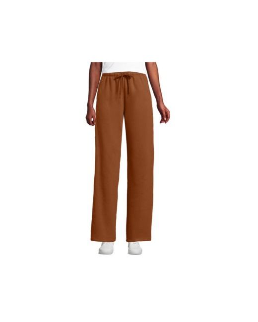 Lands' End Women's Brown Serious Sweats High Rise Relaxed Straight Leg Pants Set Bottom
