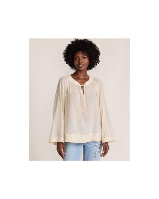 Lands' End Women's  Voile Tie Neck Poet Blouse