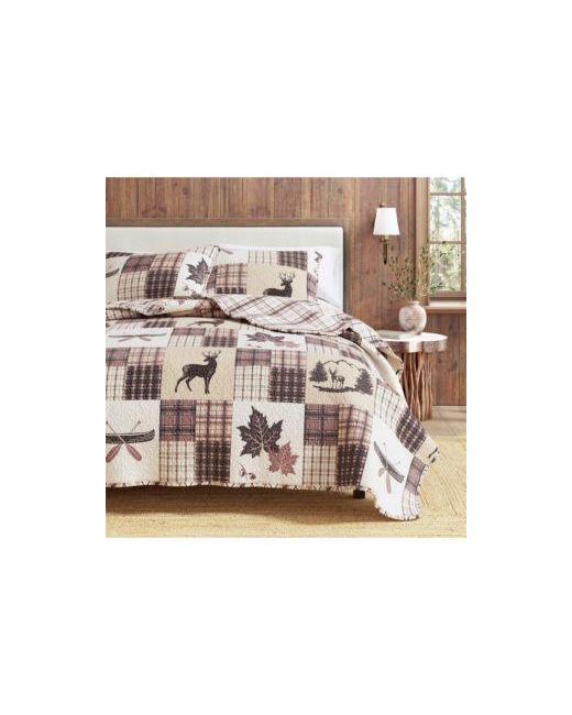Linery & Co   . Rustic Lodge Patchwork Microfiber Quilt Set With Shams