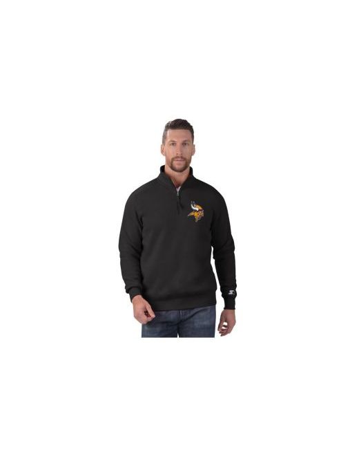 Starter Men's Black Pittsburgh Steelers Classic Quarter-Zip Pullover Sweatshirt