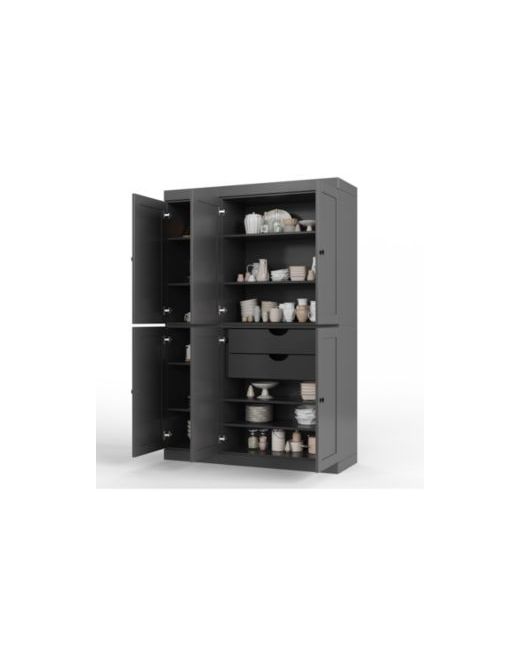 Palace Imports  Gray 100 Solid 48.5x22 Pantry Cabinet With Shaker Doors 2-Drawers Adjustable Shelves