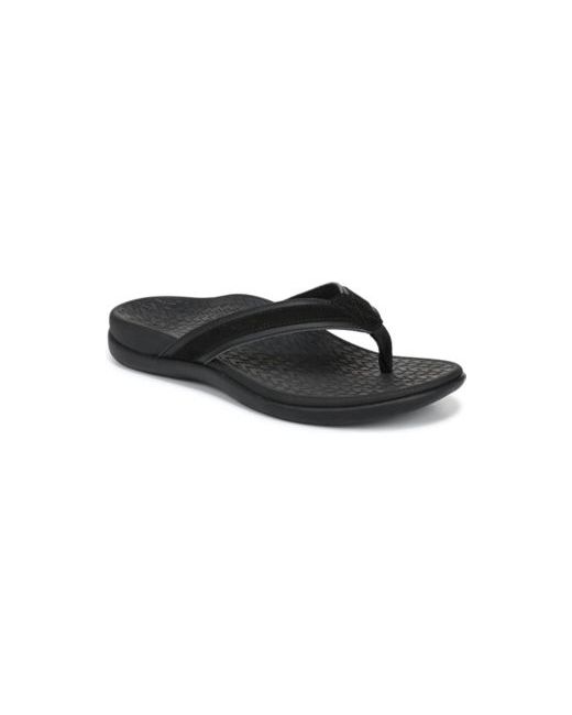 Vionic Tide 2.0 Thong Sandals Suede Da Women Di Colore Nero