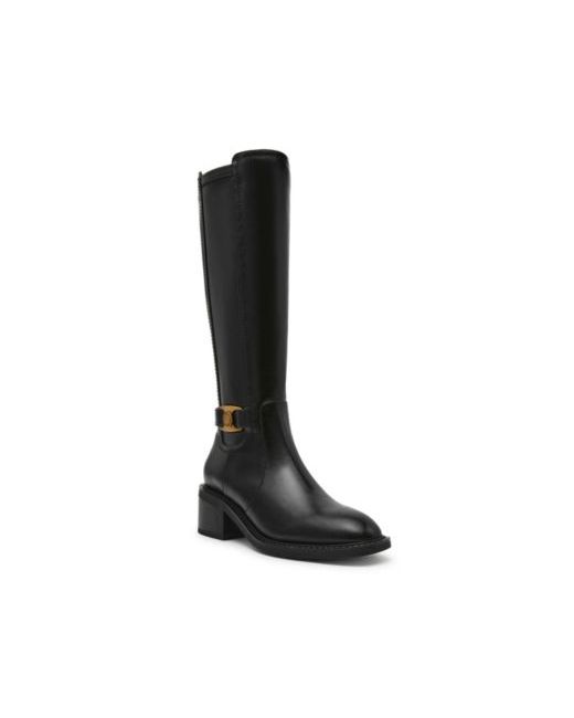 Ak Anne Klein Women's Black Anessa Block Heel Knee High Boots