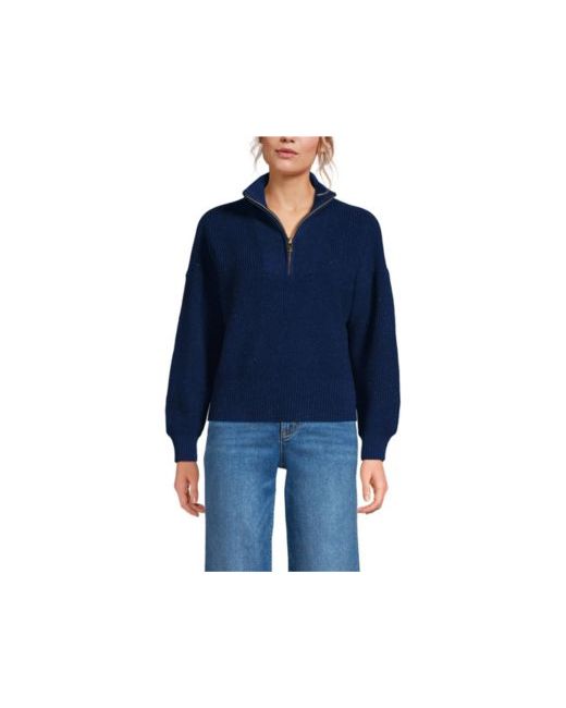 Lands' End Women's Multicolor Drifter Shaker Wedge Quarter Zip Sweater