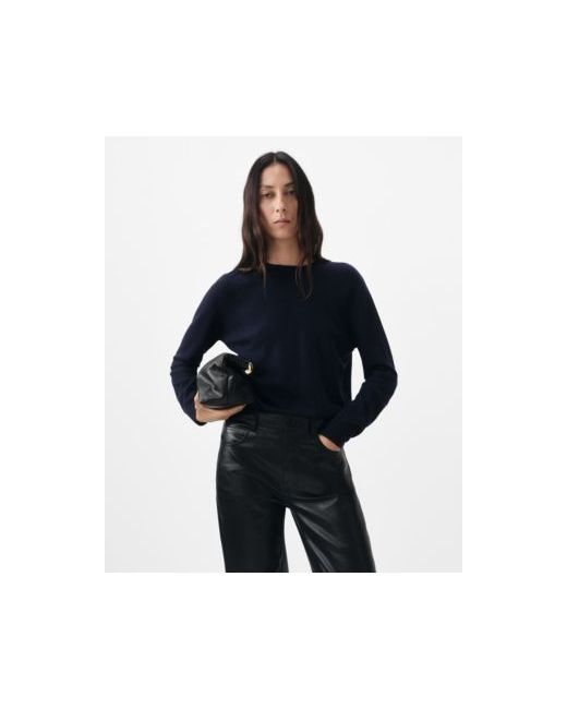 Mango Women's Dark Blue Wool Fine-Knit Sweater