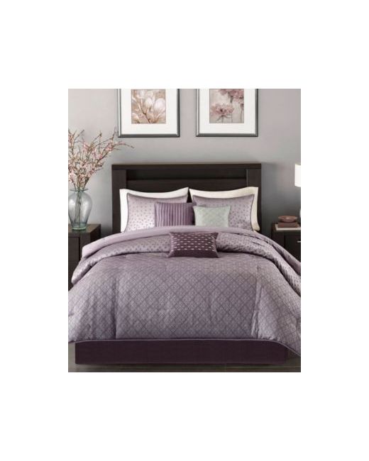 Madison Park  Purple Biloxi Jacquard Geometric 7-Pc. Comforter Set