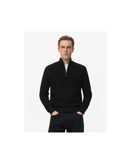 Mango  Black Mens Cotton Structured Sweater
