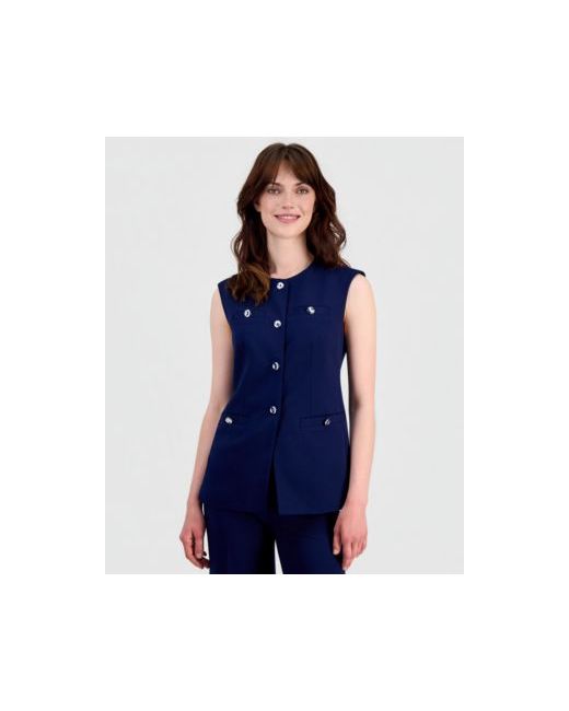 Ak Anne Klein  Brown Womens Four-Button Vest