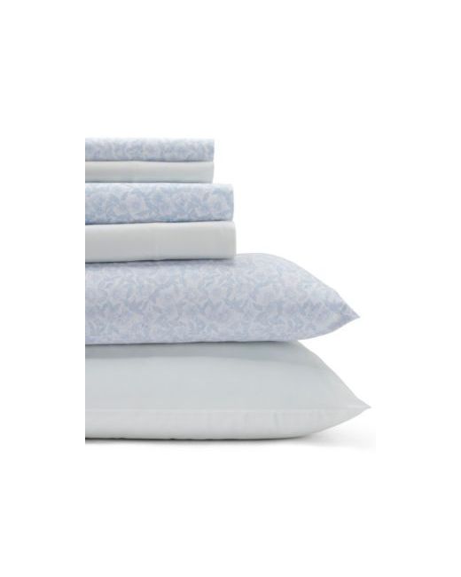 Laura Ashley  Blue Belle Percale 6-Pc. Sheet Set Queen