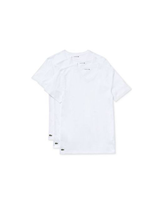 Lacoste 3-Pack Slim-Fit V-Neck Undershirts Da Men Di Colore Bianco