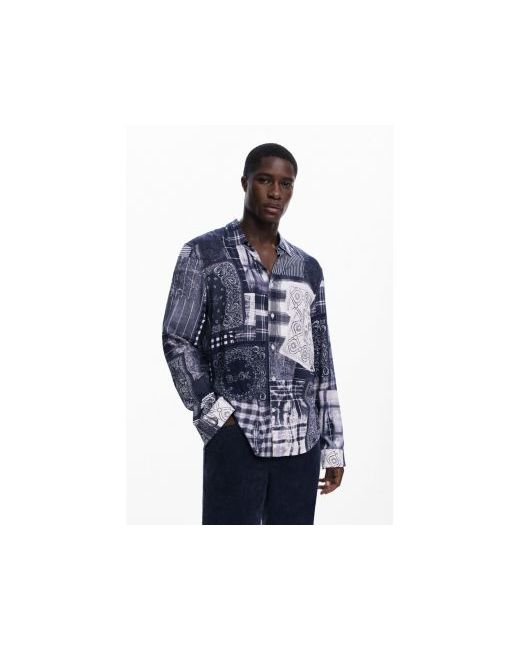 Desigual Paisley Shirt Da Men Di Colore Blu