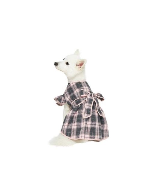 Dogs & Cats & Co. Dogs Cats Co. Soft Flannel Plaid Dog Dress With Velvet Bowties 12x22 Da Women Di Colore Rosa