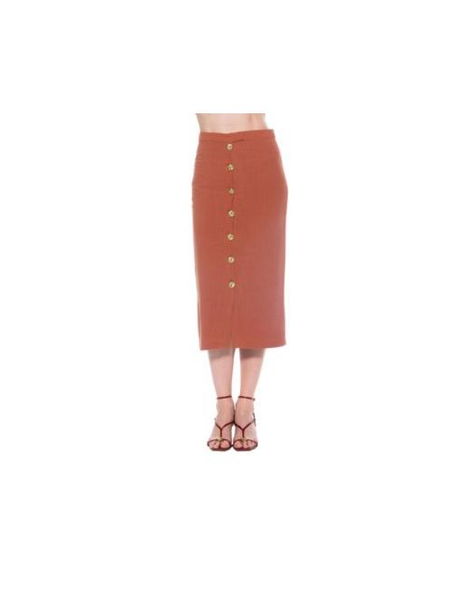 Alexia Admor Women's Brown Carla Front Button Down Midi Skirt