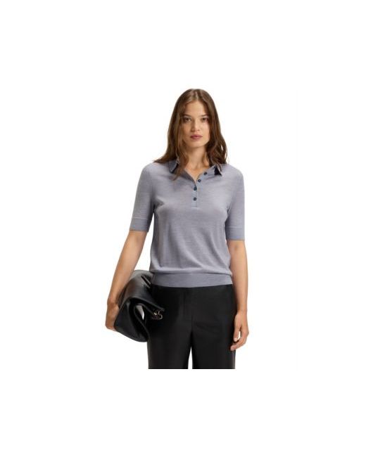 Hugo Boss Women's Gray Boss By Merino Wool Short-Sleeved Sweater