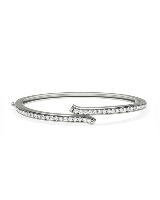 Moh  White Trendy Designs Bangles With 18k Gold 1.05 Ct Small H-I Si Natural Diamonds.