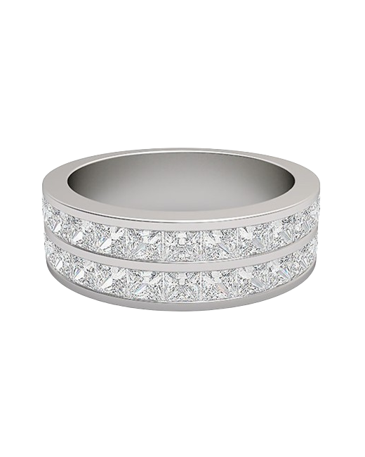 Moh Women's White Half Eternity Wedding Rings 18k Gold 2.08 Ct H-I Si With Natural Diamonds.