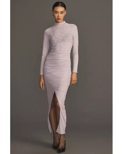 Women's Long-Sleeve Mesh Maxi Dress
