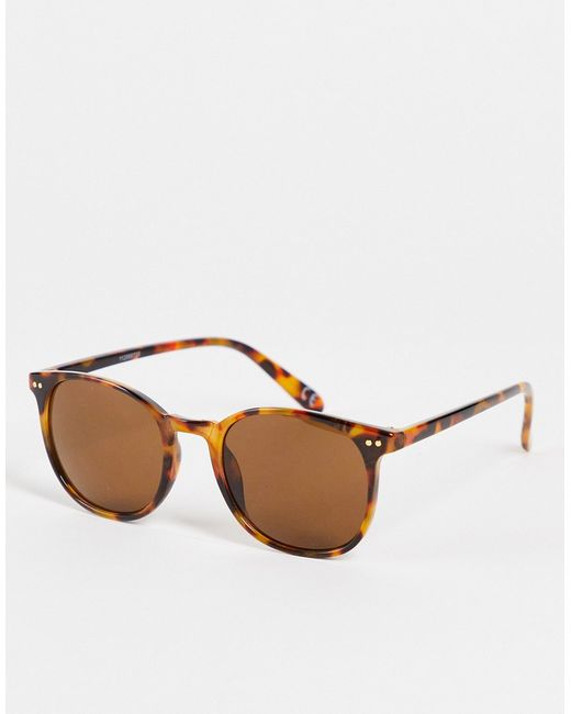 ASOS DESIGN rimless mid square sunglasses with temple detail in brown